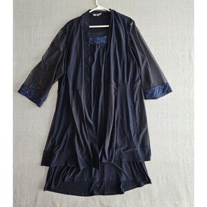 R&M Richards Woman 2 Piece Dress Suit Navy with Blue Embellishments Quiet Luxury